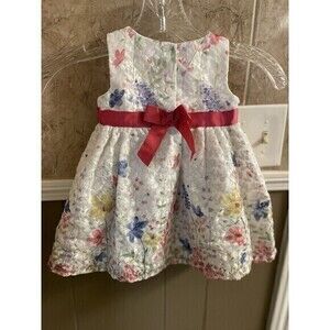 Baby Bari White Floral Girls‎ Dress Size 6/9 Months